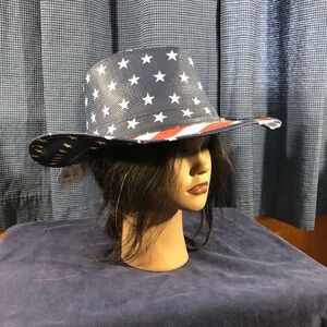 24/7 Life Rager Cowboy Hat American Flag Patriotic Star and Striped Blue Hat
